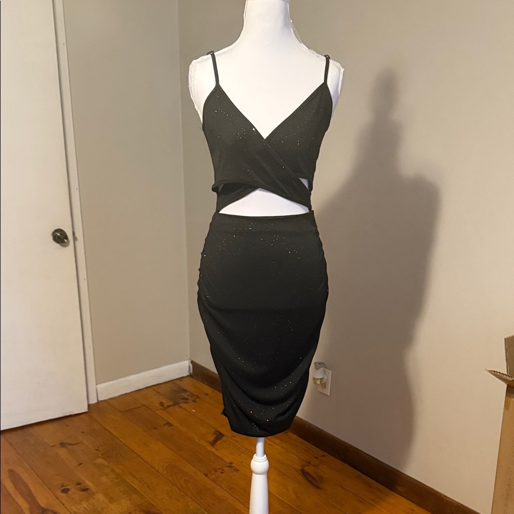 Black Cutout Dress with sparkle Accents